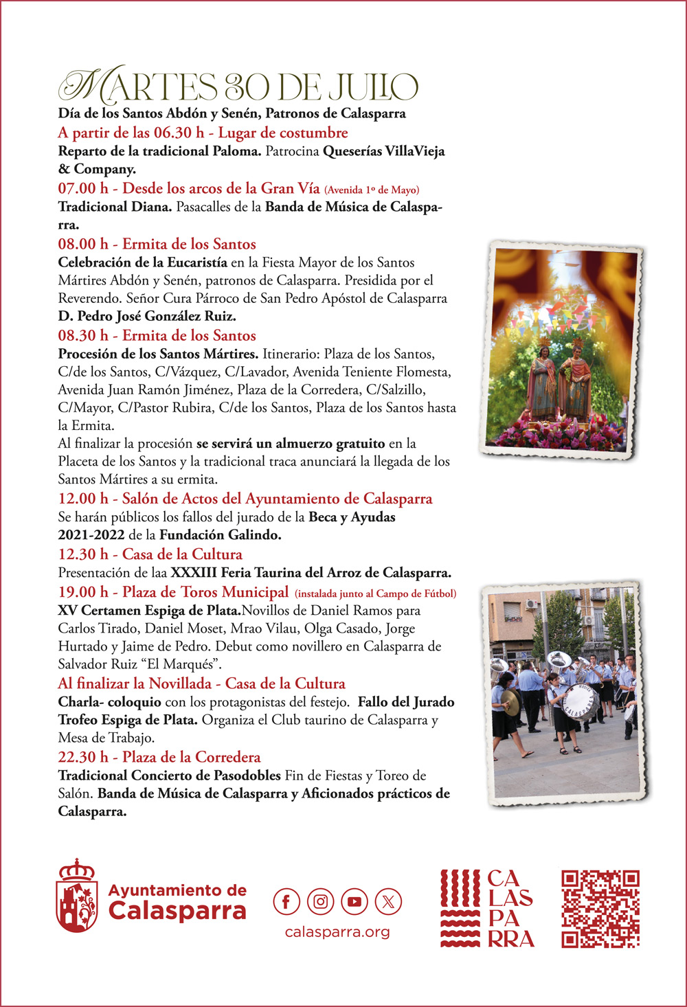 Los Santos Calasparra, martes 30 de julio de 2024