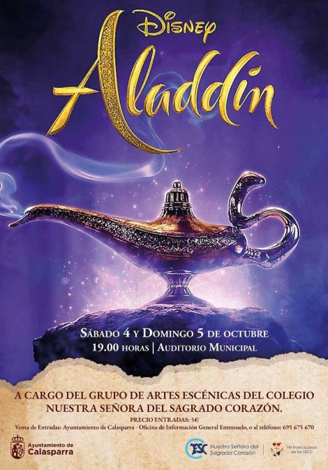 Vuelve "Aladdin: el musical" al Auditorio Municipal de Calasparra los próximos 3 y 4 de octubre 2025